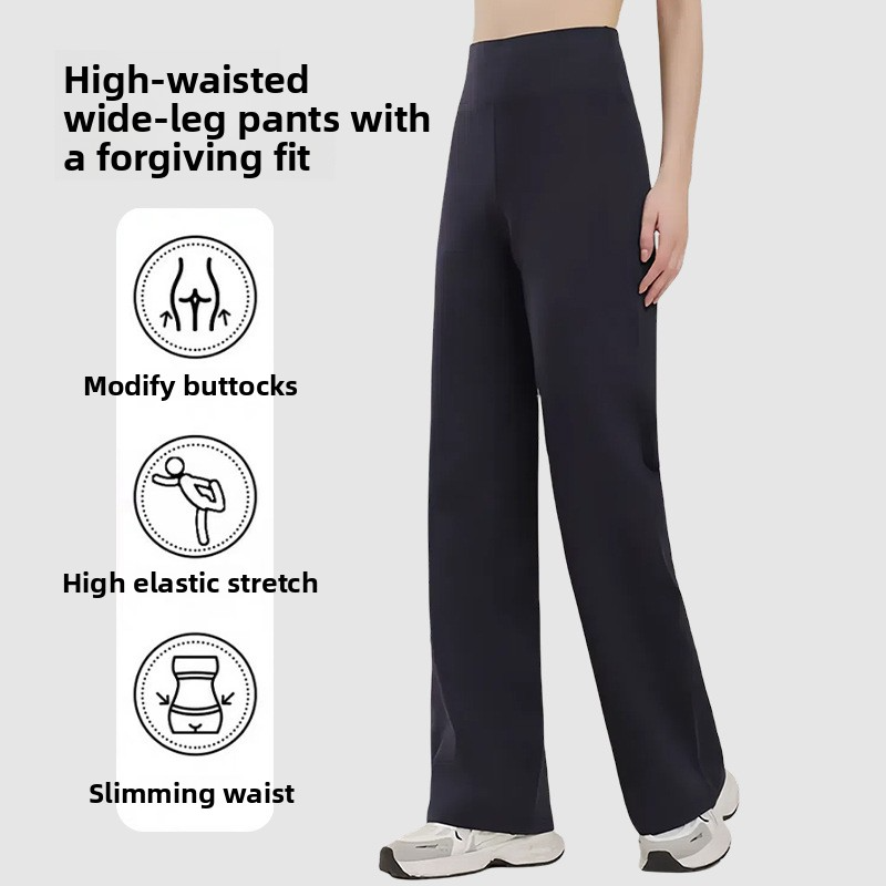 Exercise & Fitness Wear Women's Spring & Summer Ice Silk Straight Wide-Leg Pants High Waist Drape Loose Quick-Dry Sports Casual Pants