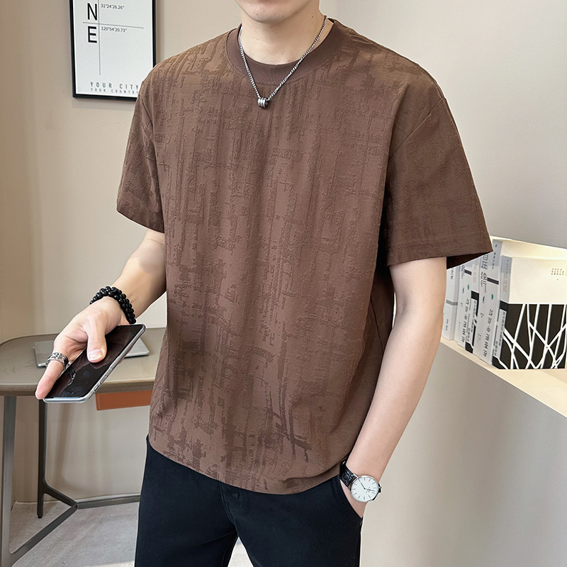 High-end Designer Shirt Ice Designer Hoodie Silk Round Neck Short Sleeve Men's Bark Texture Quick-dry T-shirt 2025 Summer New Loose Fit Tee
