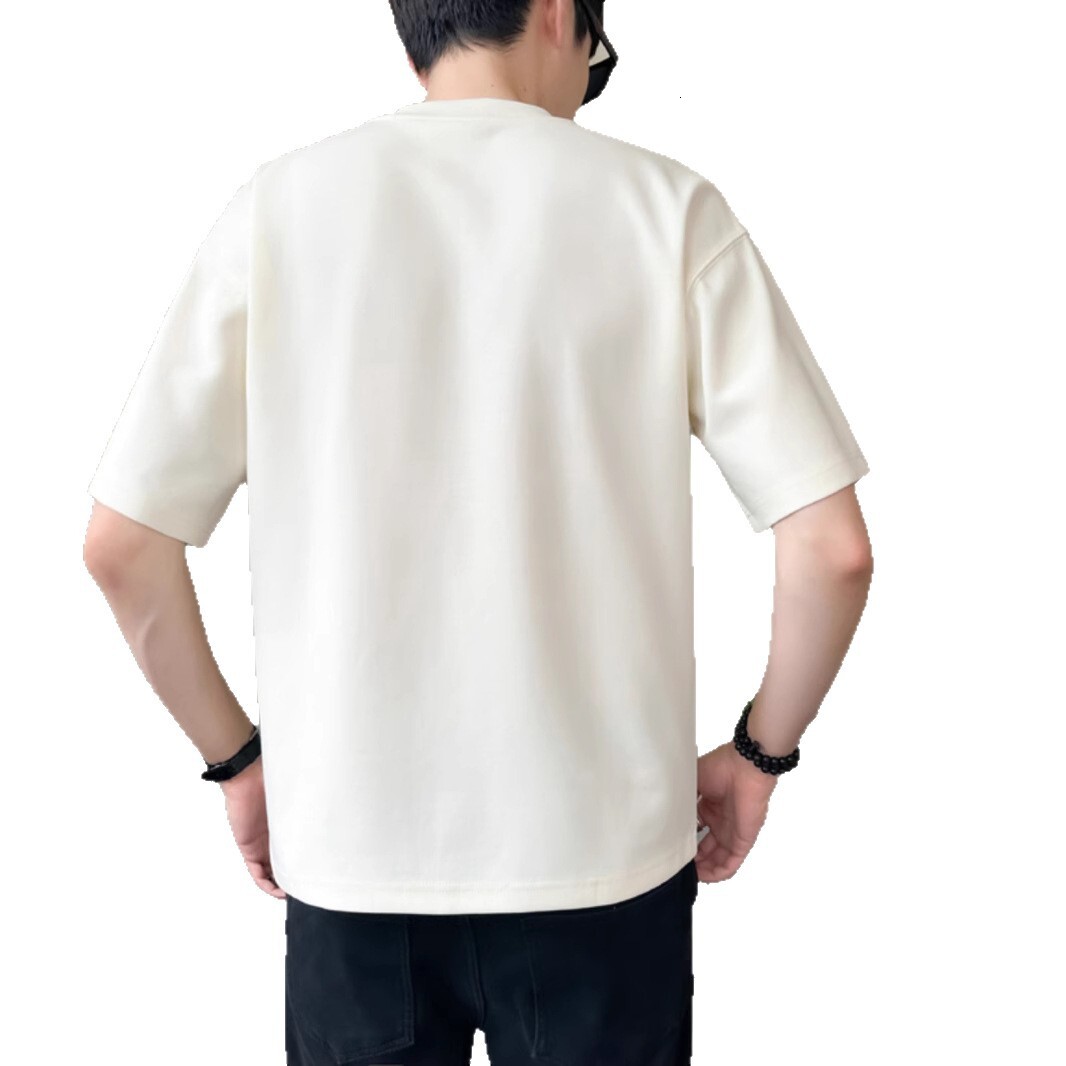 Quick-dry Ice Designer Hoodie Silk Cotton Cool Short Sleeve T-shirt For Men 2025 Designer Shirt Summer New Loose High-end Patchwork Half Sleeve Tee