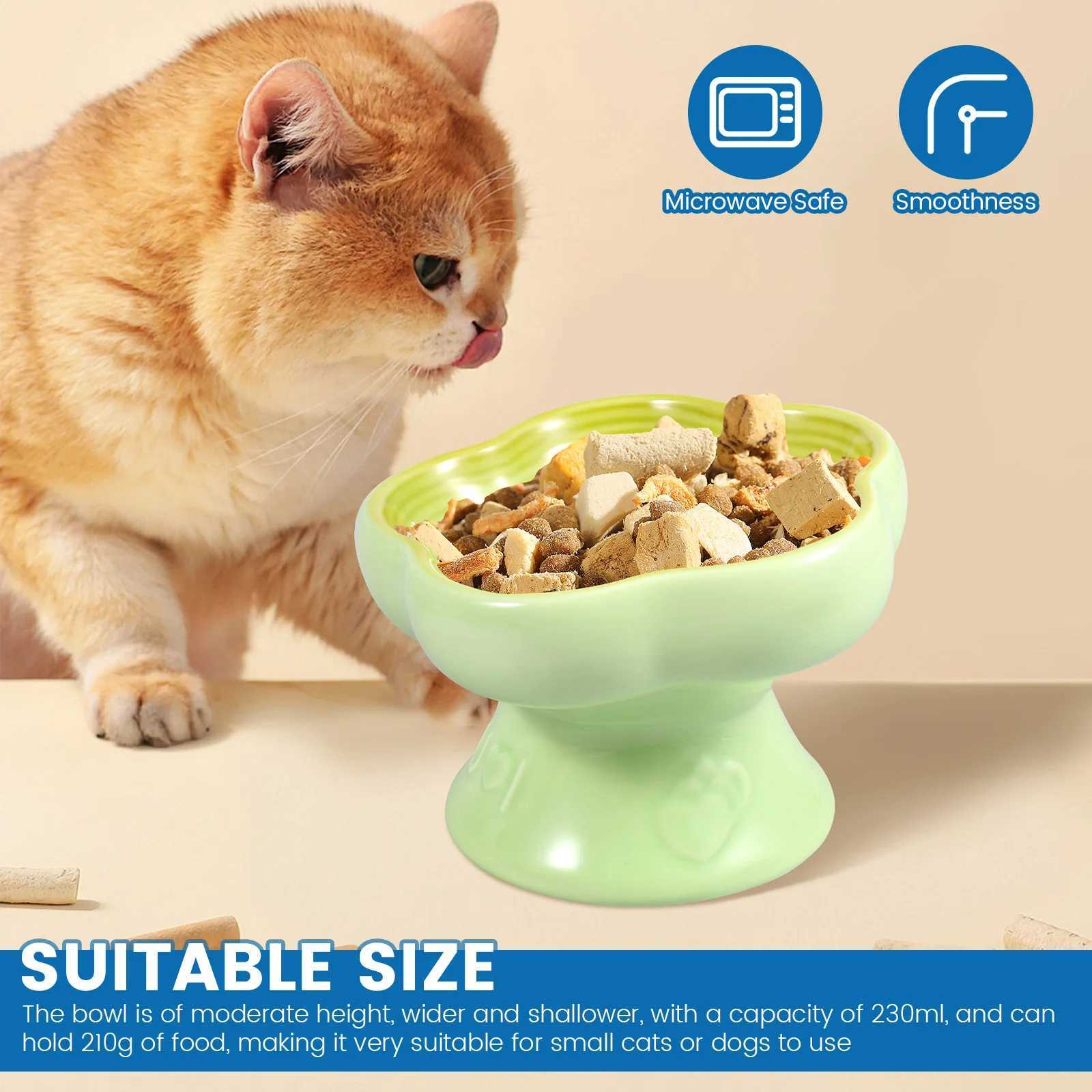 High Footed Slanted Neck Protection Pet Bowl Ceramic Raised Cat Bowl 230 ml 15 Dog Feeder Bowl for Pet Food Water Feeder C251009