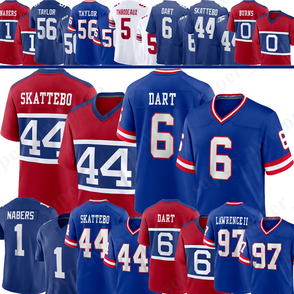 44 Cam Skattebo Jaxson Dart Football Jersey Malik Nabers Abdul Carter Brian Burns Dexter Lawrence II Andrew Thomas Deonte Banks Bobby Okereke Thomas TAYLOR Strahan