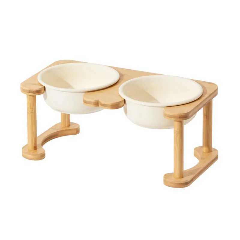Ceramics Raised Dog Bowl with NonSlip Stand Elevated cat Bowl for Medium pet Food and Water Bowl Dog Dish Pet Feeding dishl C251009