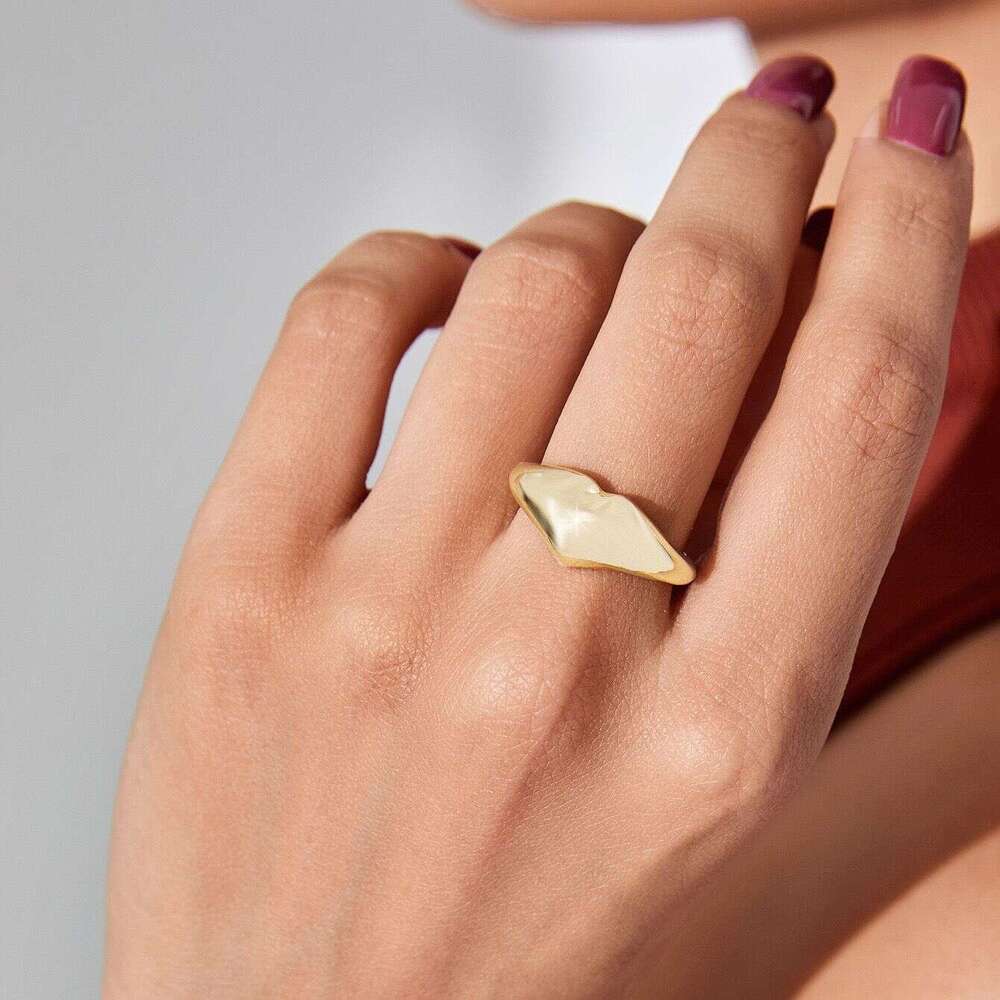 French Niche Style Full Heart Open Gold-Plated 14K Women's Personality Fashion Ring Hot-Selling Jewelry