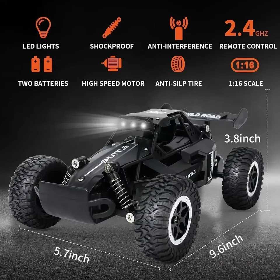 2WD 116 Scale All Terrain Fast RC Cars 20KMH High Speed Electric OffRoad Vehicle with 24GHz Metal Shell Remote Control TruckT251010