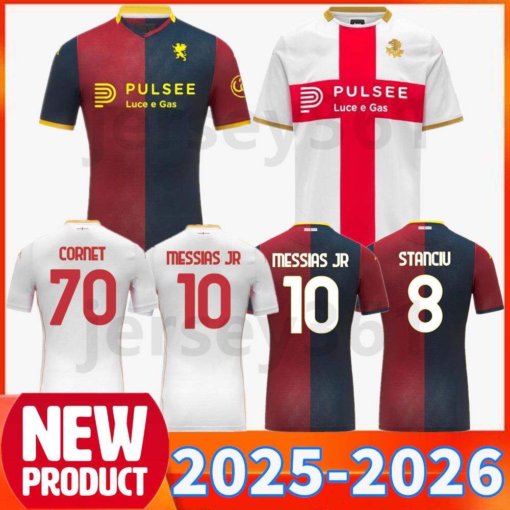 Genoa 25 26 HOME AWAY SOCCER JERSEYS FRENDRUP WINTER PINAMONTI MIRETTI VITINHA VASQUEZ Football Shirt 2025 2026 Genoa CFC jersey MEN shirts