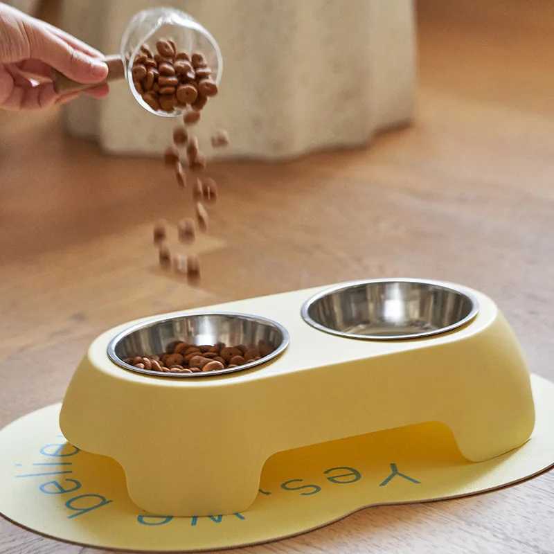 Stainless Steel Pet Bowl Dual Dish Set NonSlip AntiTip Large Capacity Dog Cat Food Water Feeder Bowl for Pets C251009