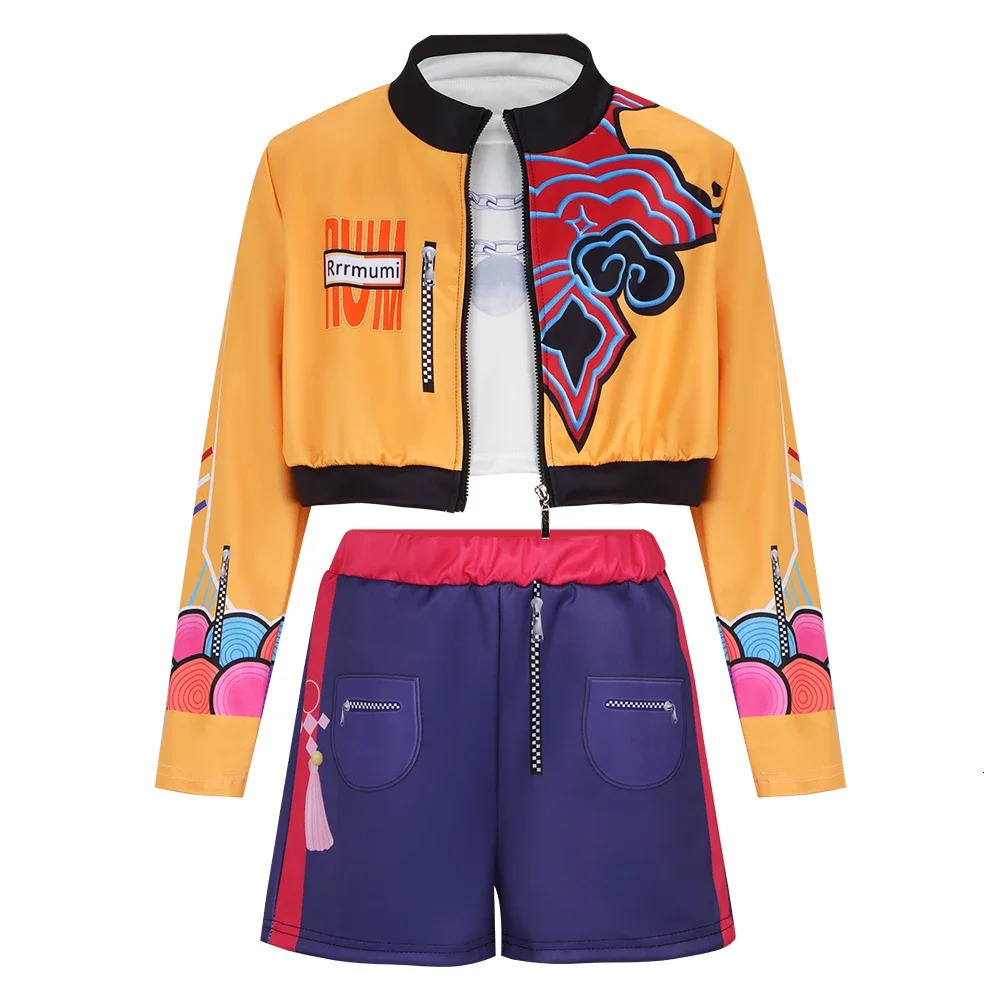 Kids Kpop Demon Hunters Rumi Zoey Mira Cosplay Huntrix Costume For Girls Clothes Group Idol Roleplay Halloween Carnival Suit 251008