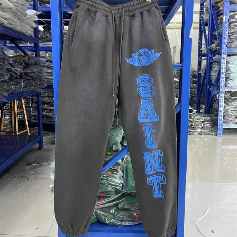 SAINT Mxxxxxx Angel Sweat Pants Men Women 11 High Quty Black Washed Pants Oversized Tracksuit Set X251010