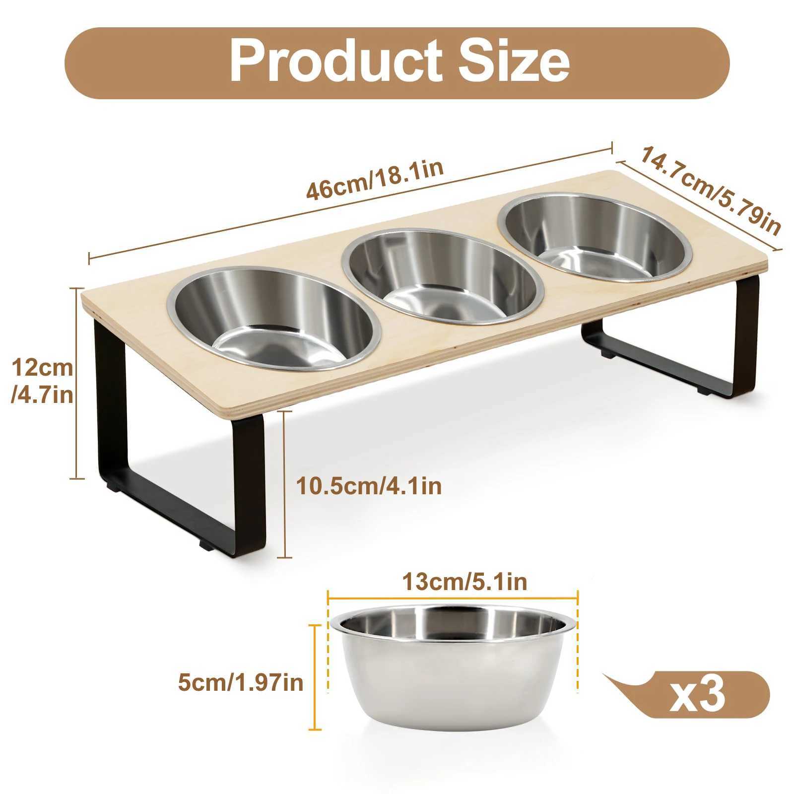 Elevated Cat Bowls with 3 Stainless Steel Bowls 15 Tilted AntiVomiting Raised Cat Food Bowl for Small Cats Puppies Accessories C251009