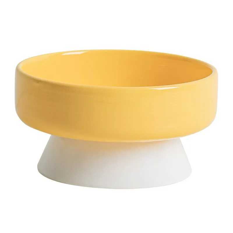 Pet Ceramic Cat Bowl Cervical Vertebrae Protective Cat Food Water Bowl Oblique Mouth Dish Pet Supplies C251009