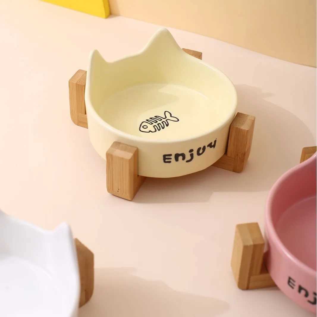 Christmas cat gift creamstyle cat ear home ceramic pet bowl antioverturning food bowl suitable for both cats C251009