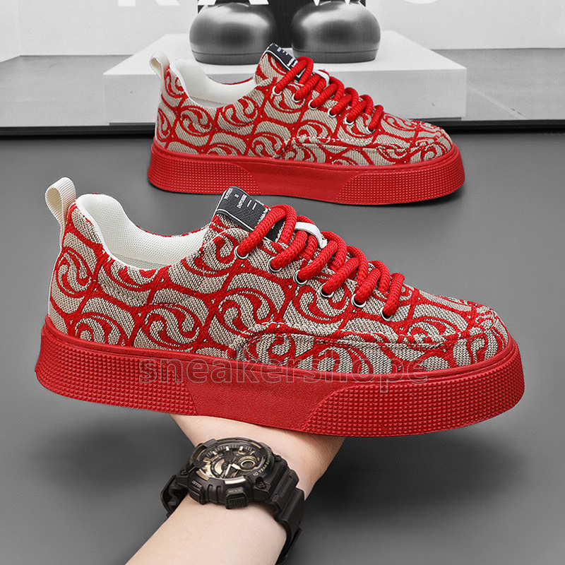 New Breathable designer shoes Print Canvas sneakers fashion Trend Red beige black green Casual Versatile Low-top mens trainers size 39-44