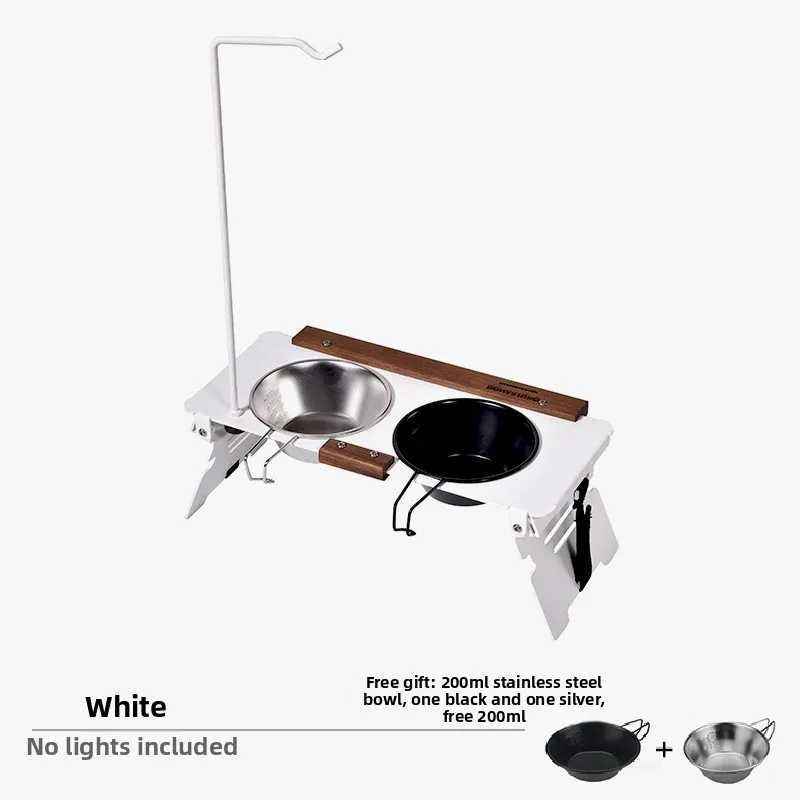 Cat Food Bowl Rack Outdoor Camping Dog Basin Double Bowl Shallow Mouth Special Water Bowl Rack Antioverturning Pet Drinking C251009