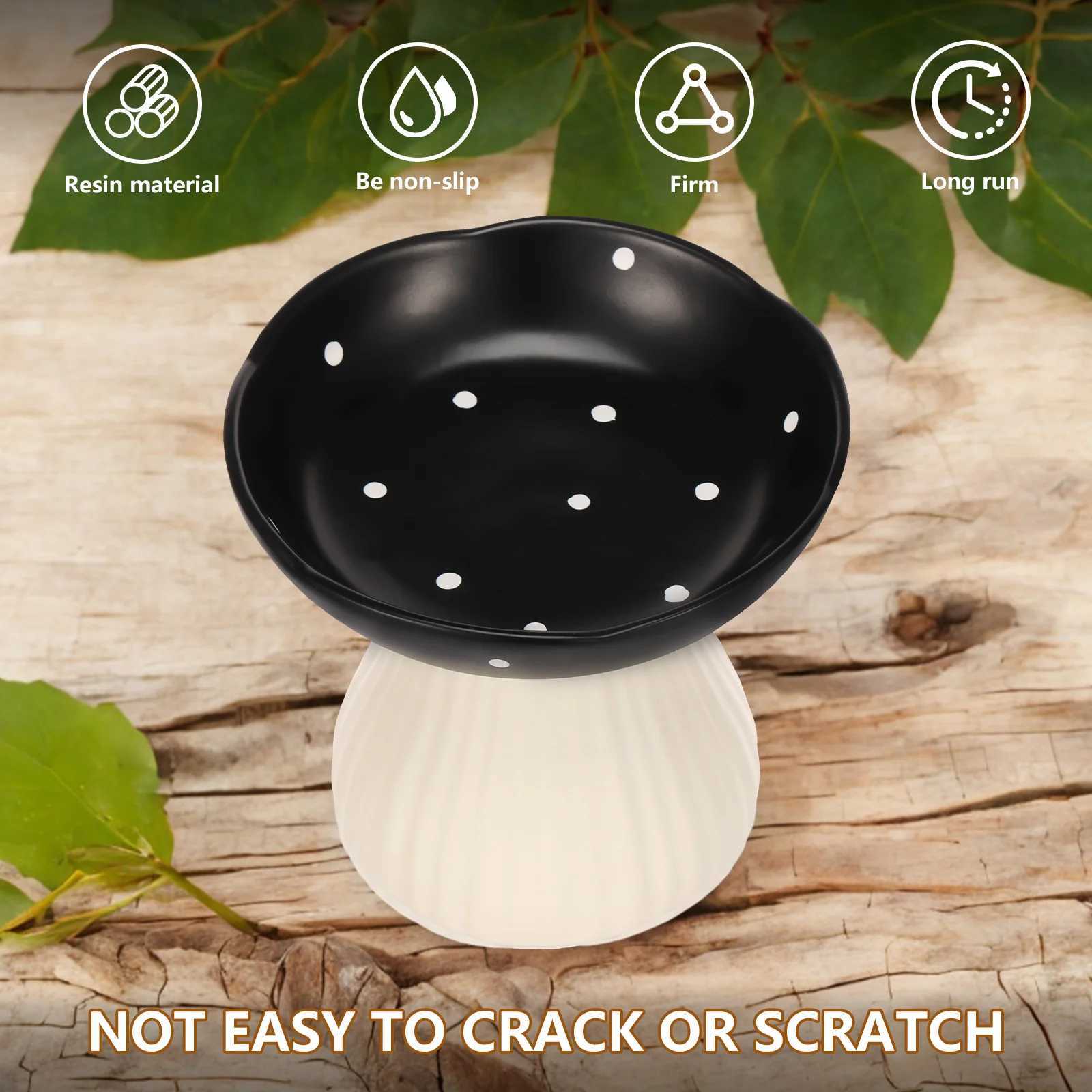Resin Raised Cat Bowl Dog elevated feeder Pet feeding drinking Dish with NonSlip Base 300ml Cute Mushroom Design Puppy Dog bowl C251009