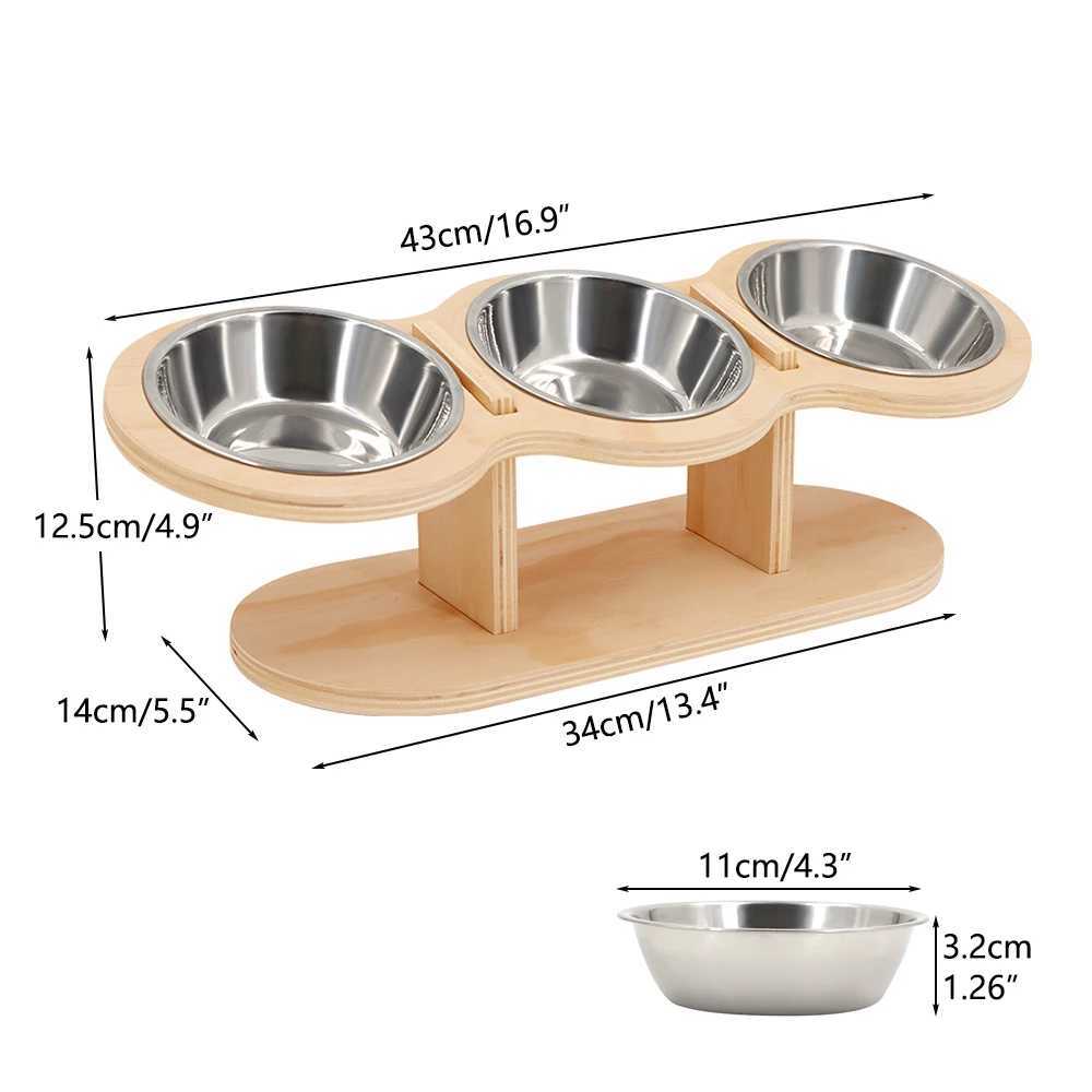 Elevated Cat Bowls Raised Food Bowls 15 Tilted Pet Bowls for Cats Puppy Small Dogs Feeder Stand with 3 Stainless Steel Bowls C251009