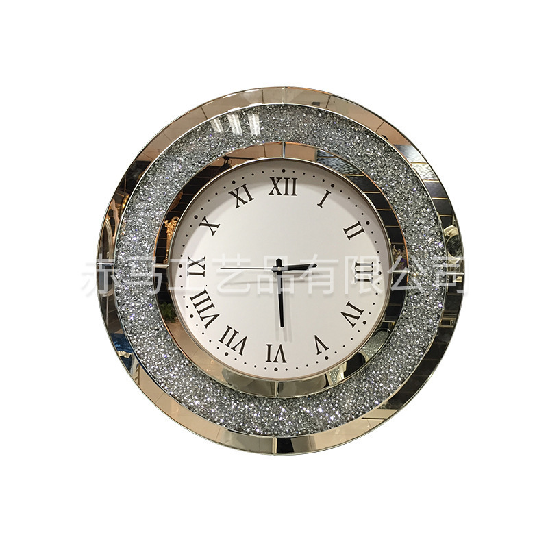 Creative decoration hanging on the wall of the living room clock sun card movement clock mirror glass mirror clock mirror 240919