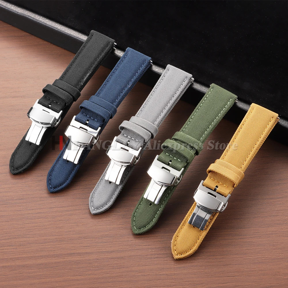 20mm 22mm Sailcloth Nylon Watch Strap for Omega for Seiko Business Buckle Waterproof Men Women Quick Release Watchband 251010