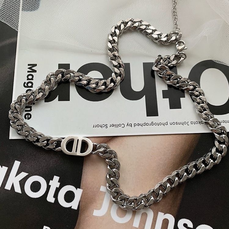 Luxury Brand Designer Jewelry Heavy Industry High-Quality Thick Chain Gold Letter Titanium Steel Necklace For Women European And American Ins Internet