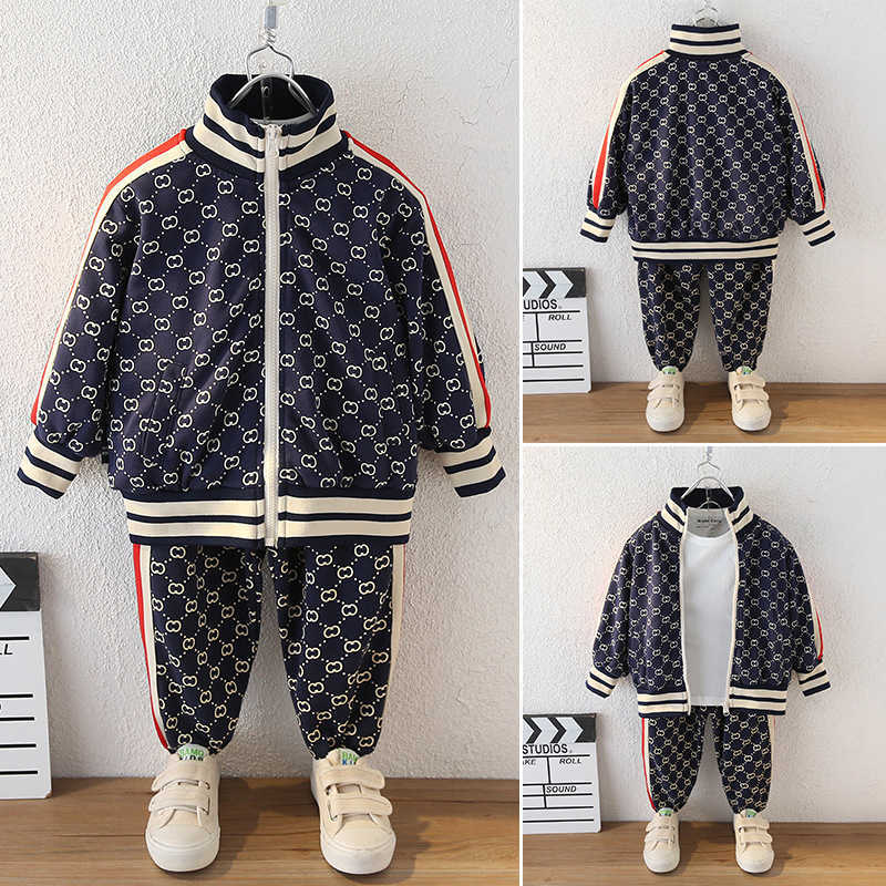 Childrens Clothing Boys Spring Outfit 2024 New Stylish Boys Stand Collar Clothes Childrens Spring and Autumn Casual TwoPiece Set C251010