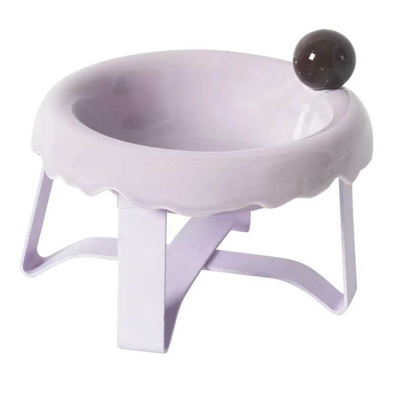 Elevated Ceramic Pet Bowl for Cats Dogs Cat Food Dish with Wide AntiTip Base Neck Support Bowls for Dry Food Wet Food Water C251009