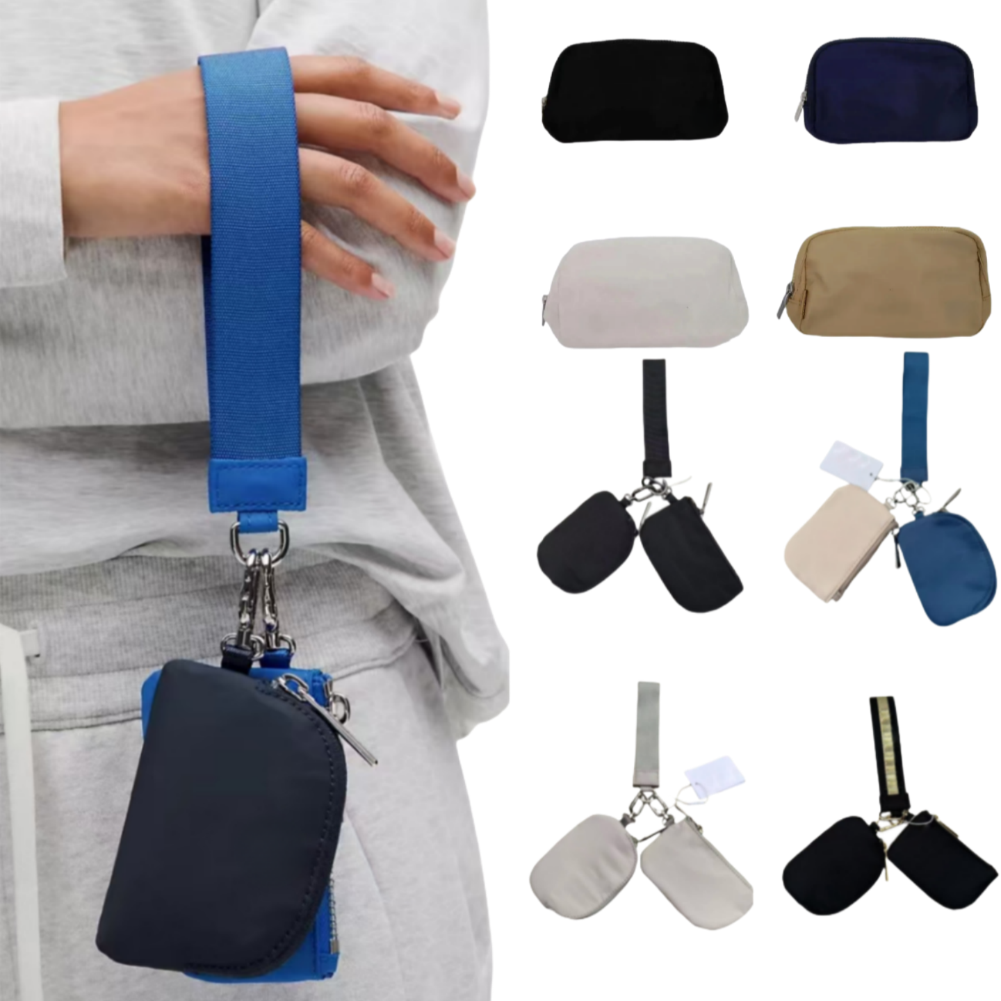 2025 10A yoga bag keychain Bags Dual Pouch Mini Zip Around Wristlet Portable Keychain Wallet Purse Pocket Luluity Lemonion keychain bag everywhere bag coin purse