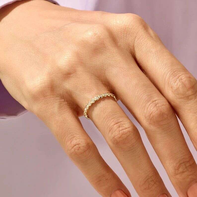 Honeycomb Design Women's Stackable Engagement Ring Trendy Personality Jewelry