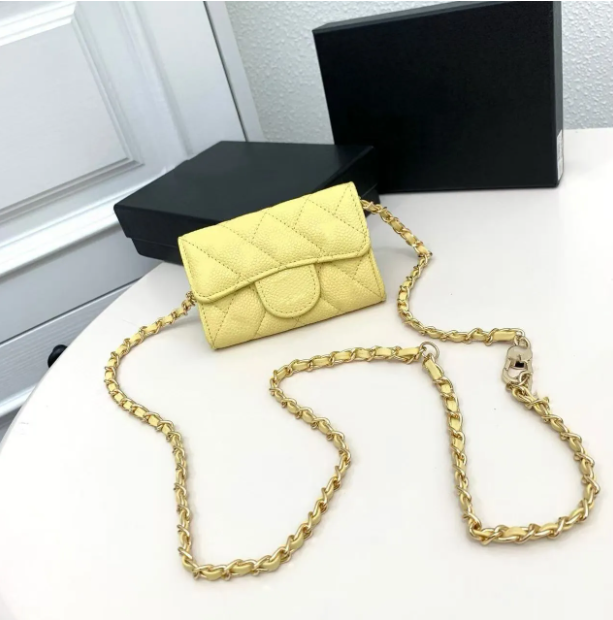 Top designer wallet shoulder bag chain handbag wallets double letter solid buckle sheepskin caviar pattern women luxury evening bag mini handbag mini purse