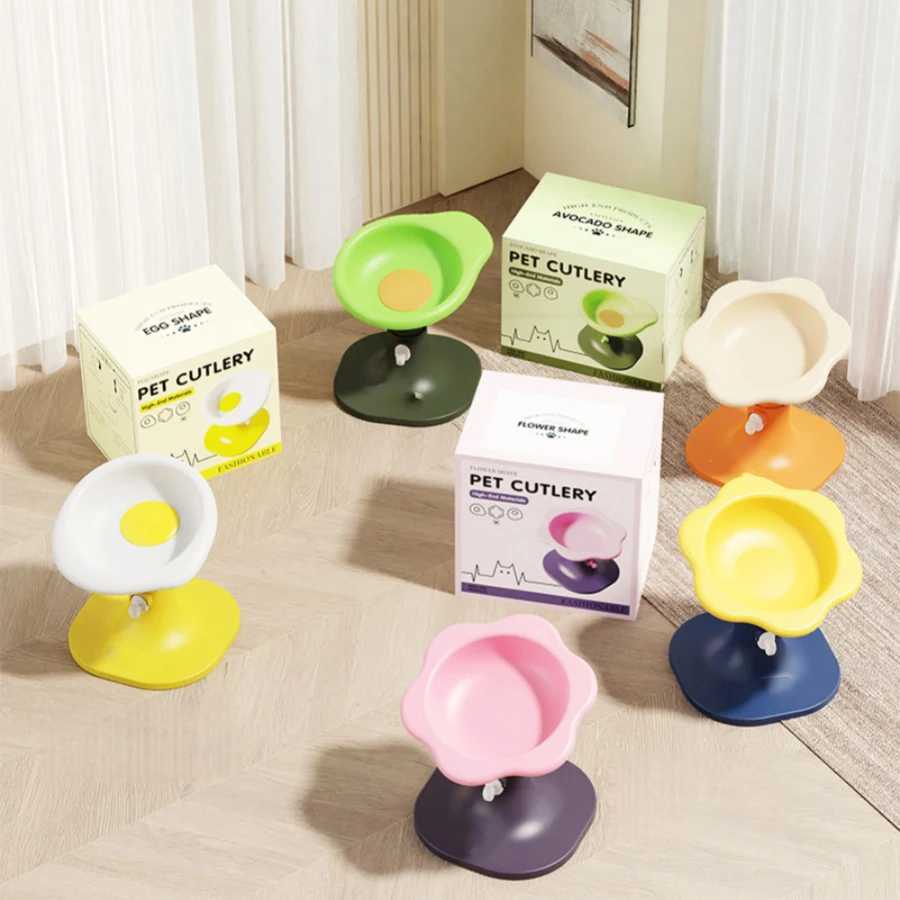 Multi functional pet bowl adjustable height anti slip feeder water dispenser one bowl dualuse cat bowl C251009