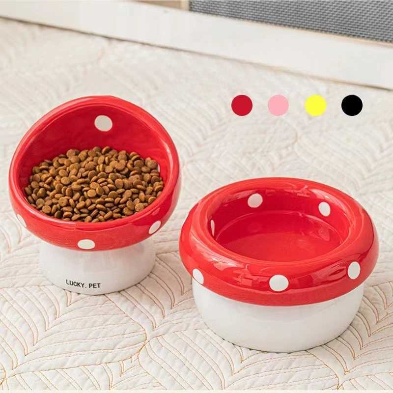 Elevated Ceramic Cat Bowl for Food and Water Feeder Dish with NonSlip Base for Neck Pain Easy Clean Dog Food Bowl C251009