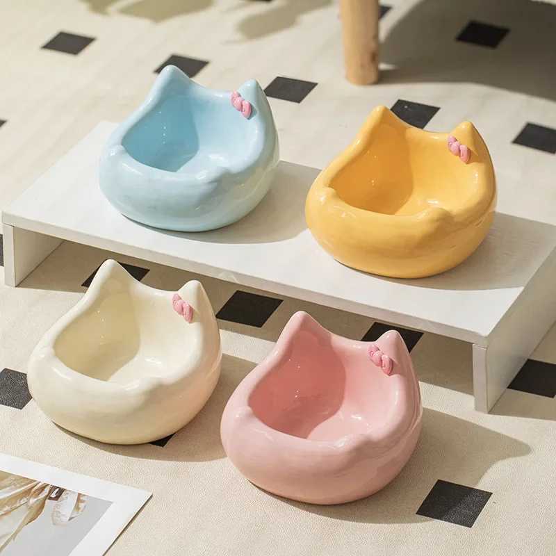 Ceramic Pet Bowl Set Cute Sofa Shaped Cat Food Water Dish with Wide Rim TipProof Dog Bowl for NonSpill Feeding Elegant Feeder C251009