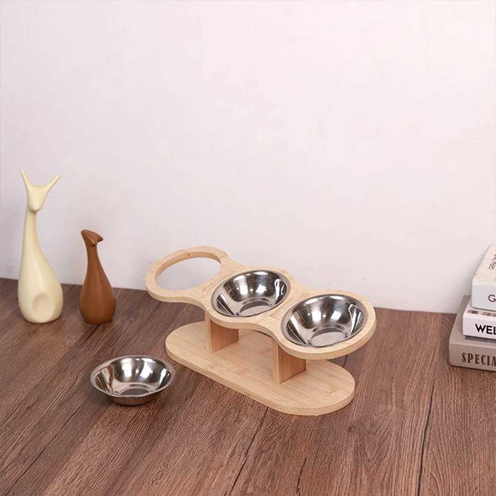 Elevated Cat Bowls Raised Food Bowls 15 Tilted Pet Bowls for Cats Puppy Small Dogs Feeder Stand with 3 Stainless Steel Bowls C251009
