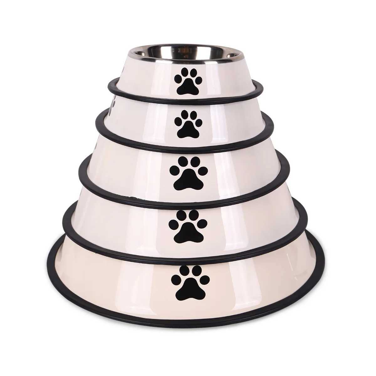 Stainless steel pet bowl cat bowl dog food bowl multiple specifications antifall food bowl large capacity feeding pet supplies C251009