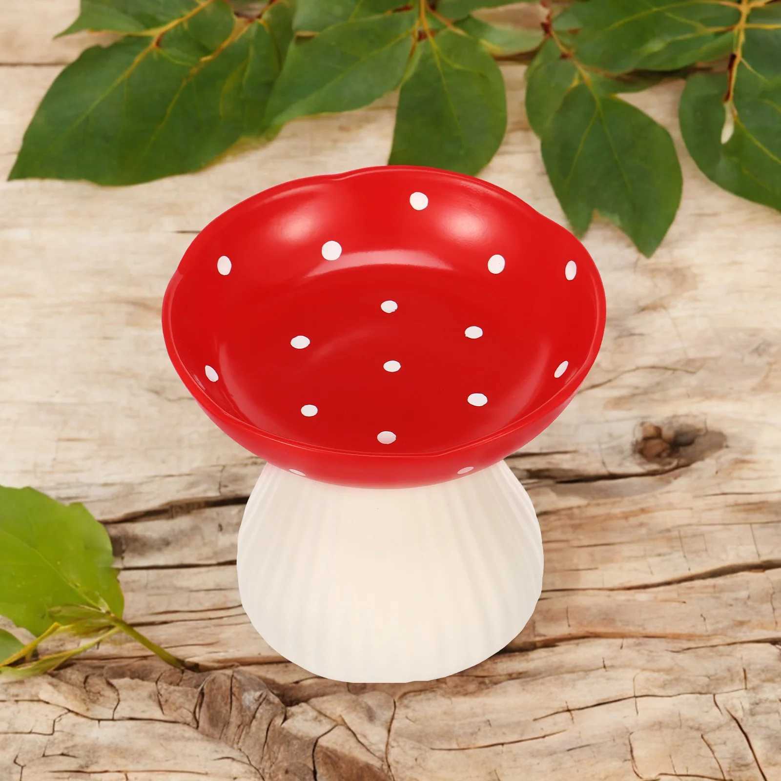 Mushroom Cat Bowl Raised Neck Protection Elevated Cat Food Bowl Water Plate Snack Dish Pet Feeding AntiOverturning Stand C251009