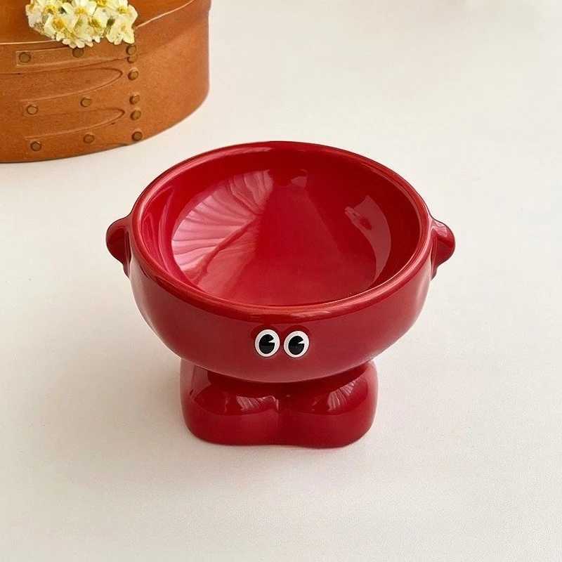 Cute Cat Bowl Ceramic Pet Bowl Shockproof High Foot Large Capacity Pet Meal Bowl Utensils C251009