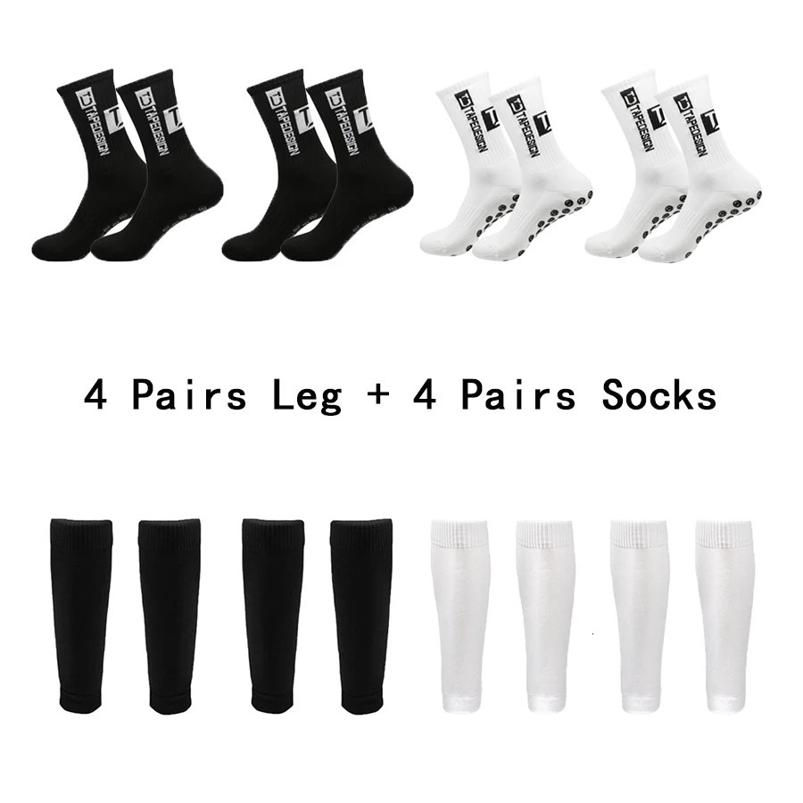 4 Set Soccer Socks Shin Guard Men Women non slip grip socks Football Calf Sleeves cycling Sports guards set 251010