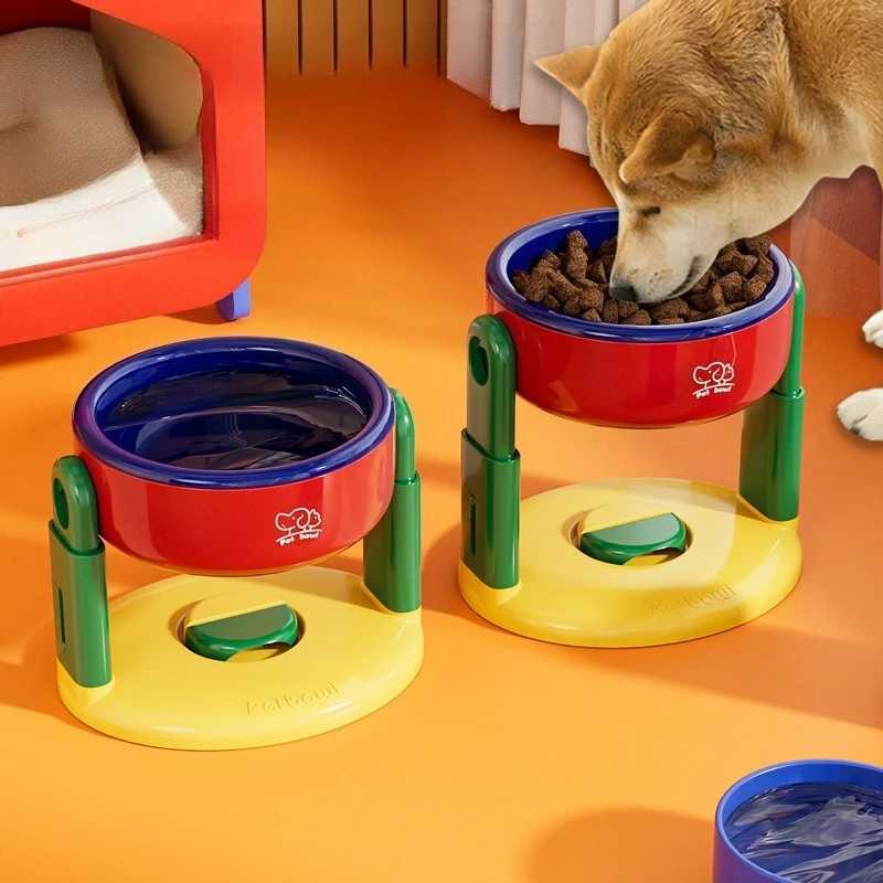 Adjustable dog bowl cat bowl with suction cup anti knock pet bowl universal protection cervical spine dog food bowl water bowl C251009