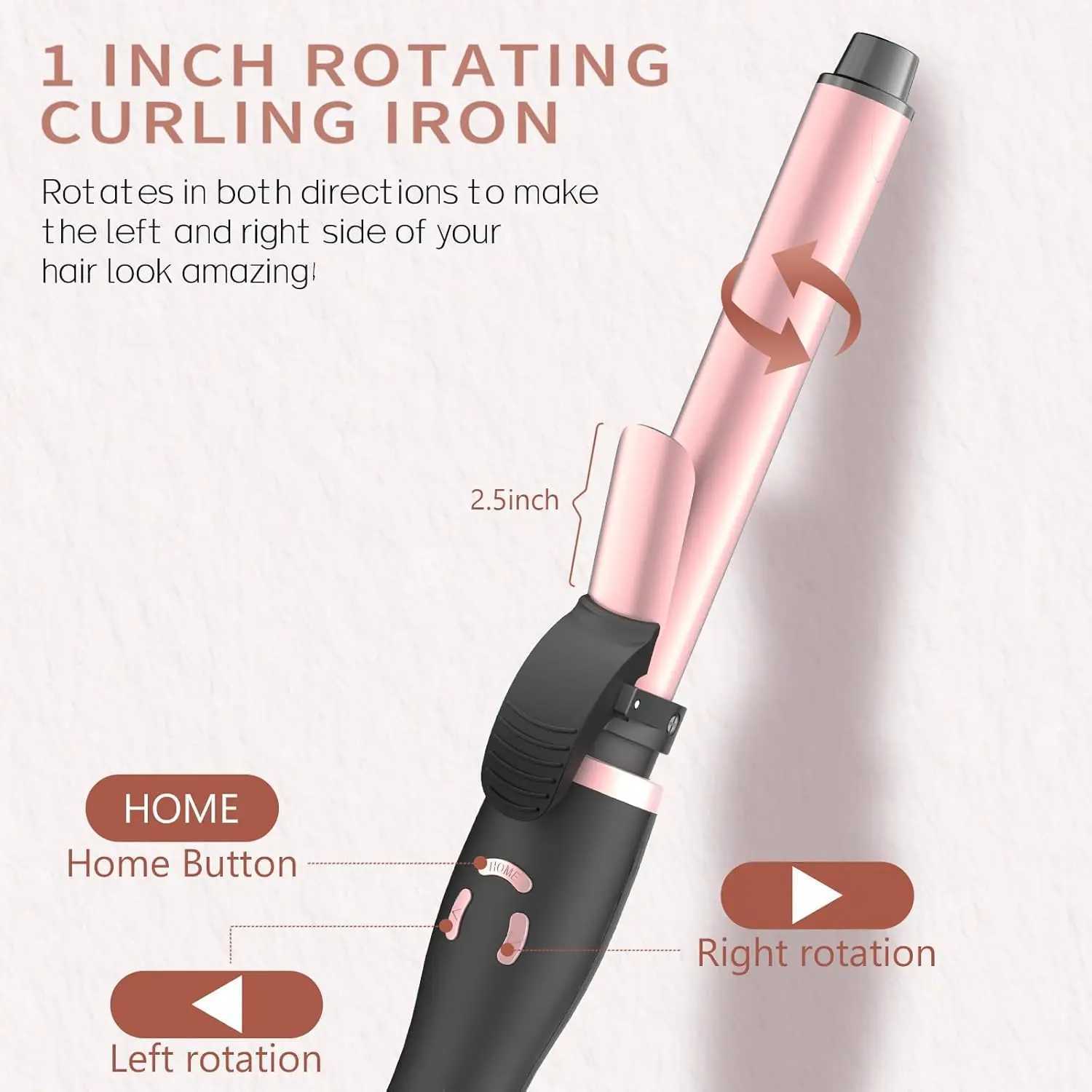 Rotating Curling Iron 1 Inch Automatic Curling Wand with 12 Temperature Memory Mode Perfect for Beach Waves C251110