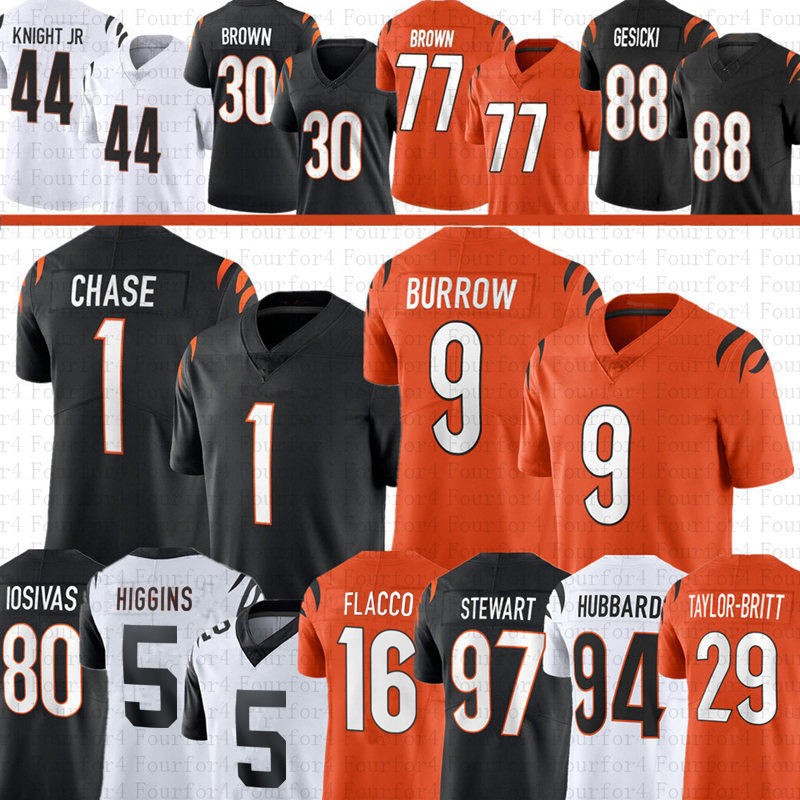 Joe Burrow Ja'Marr Chase Football Jersey Joe Flacco Tee Higgins Trey Hendrickson Brown Logan Wilson Andrei Iosivas Desmond Ridder Shemar Stewart Demetrius Knight Jr