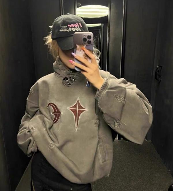 Men's Hoodies THUG CLUB Trend Hole Retro Vintage Clothing Top Quality Loose Oversized Streetwear Sweatshirt Pullover For Men