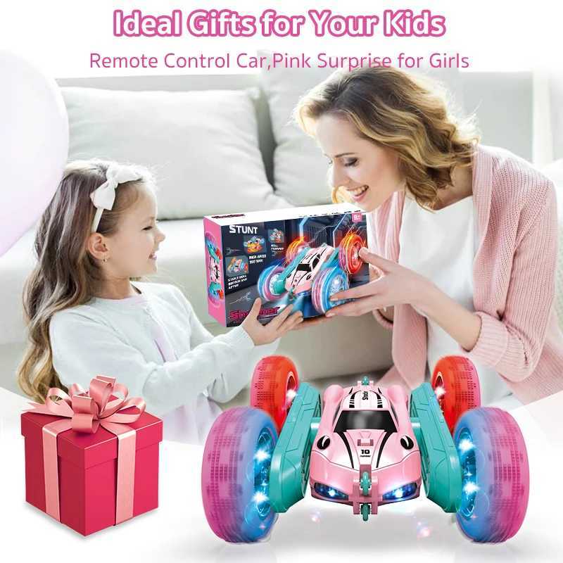 24G RC Stunt Car Children Double Sided Flip Remote Control Car 360 Degree Rotation Off Road Rc Drift Cars For Pink Girls ToysT251010