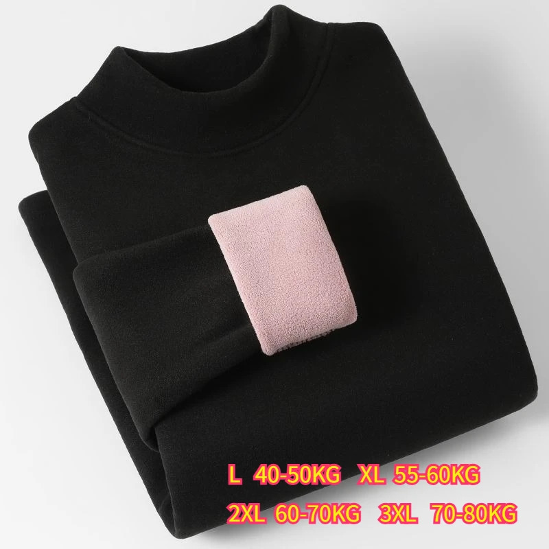 Thermal Wear for Women Long Sleeve Tops Thickened Plus Fleece Warmth Thermal Bottoming Tees Constant Heating Turtleneck Sweater 251009