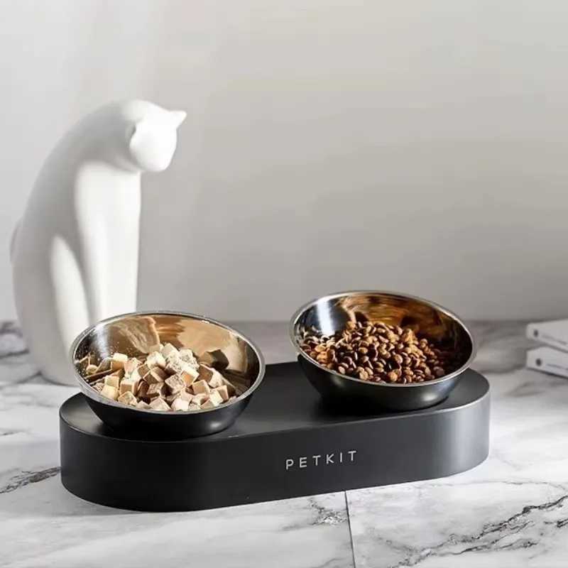 Petkit Pet Dishes Feeding Bowl Prevent Kitty Spinal Fatigue Adjustable Height Feeder Bowls Water Drinking Cat Bowls C251009