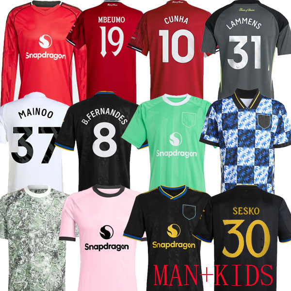 25 26 Sesko YORO 4XL Stone Roses Soccer Jerseys CUNHA AWAY LAMMENS George MARTINEZ CASEMIRO UNTED Lunar third 2025 football shirt fans B. FERNANDES MBEUMO DE
