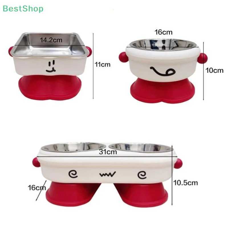 VictoriaHigh Footed Pet Bowl Cat Dog Feeder Stainless Steel Pet Bowl C251009