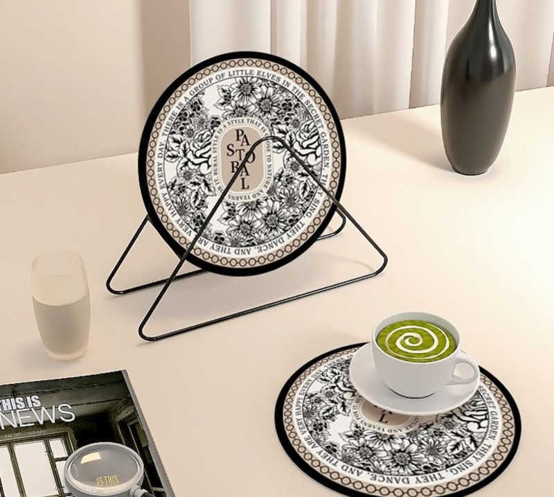 Light Luxury Water Absorption Coaster Placemat Dining Table Heat Insulation Mat Household High Temperature Resistant Antiscalding Antioil Bowl Pot Mat