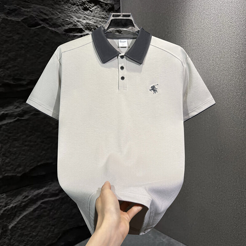 Designer Shirt Lyocell Polo Shirt Men Ice Feel Spliced Summer Wear 2025 New Trendy Brand Loose Turn-down Collar Short Sleeve T-shirt Designer Hoodie M