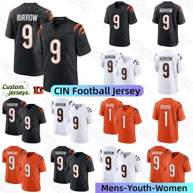 Cincinnaticity BengalsS Football jersey #1 Chase #9 Burrow Joe Burrow Ja'Marr Chase #5 Higgins Tee Higgins #94 Hubbard Sam Hubbard Cam Taylor-Britt Football Jerseys