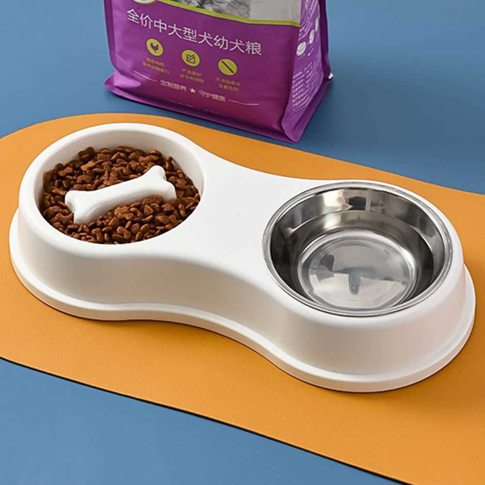 Pet Slow Feeder Bowl Stainless Steel Double Bowl Dog Food Cat Bowl AntiChoke Feeder Dish for Puppy Kitten Durable Pet Supplies C251009