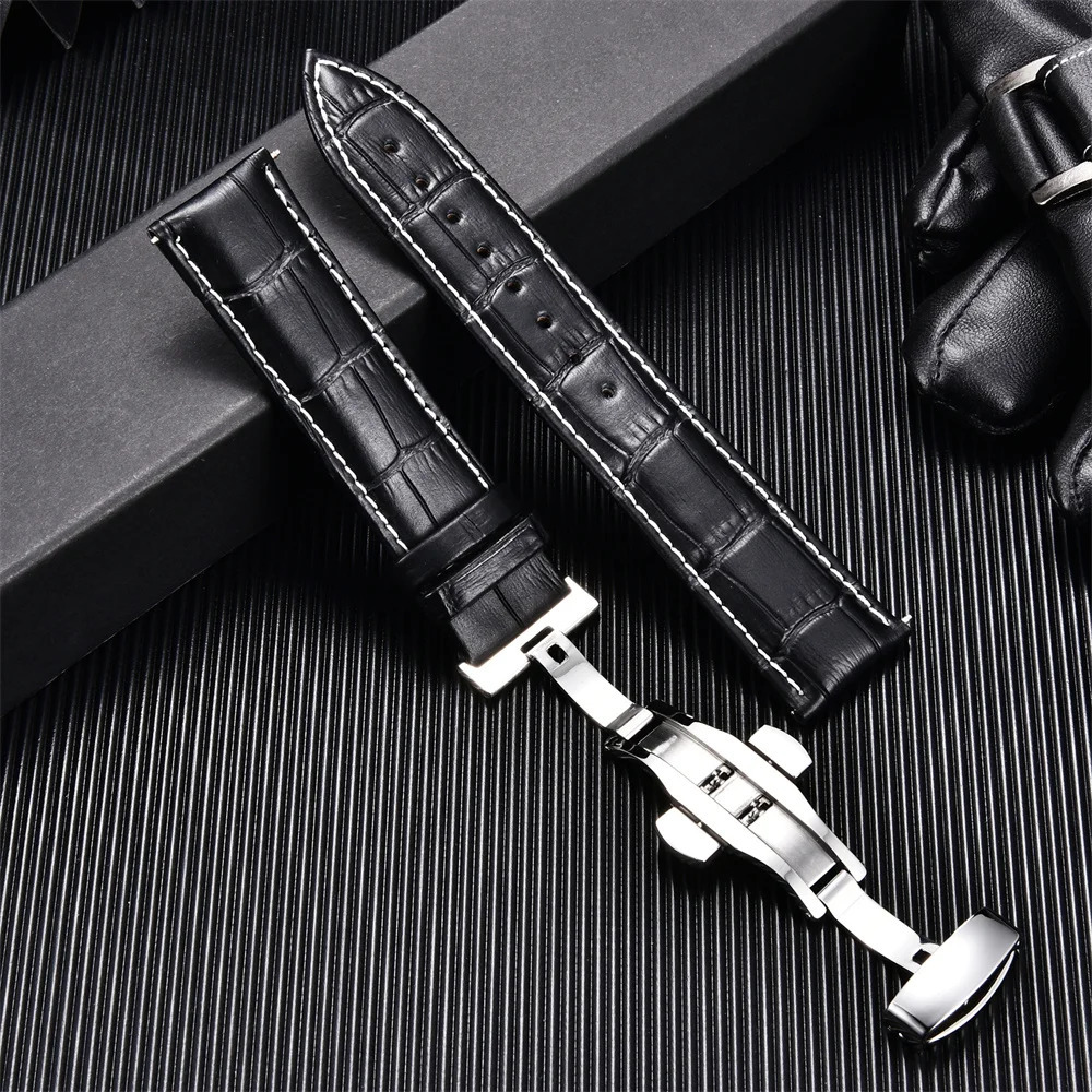 Genuine Calfskin Leather Watchbands Business Replace Watch Band 18mm 20mm 22mm 24mm With Buckle Wristwatch Strap 251010