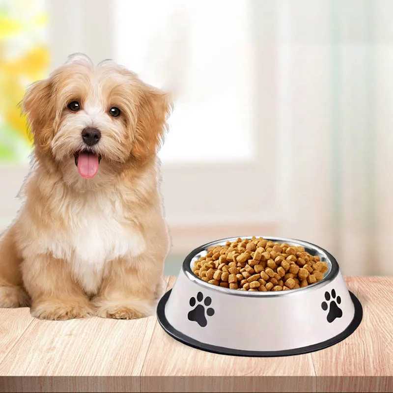 Stainless steel pet bowl cat bowl dog food bowl multiple specifications antifall food bowl large capacity feeding pet supplies C251009